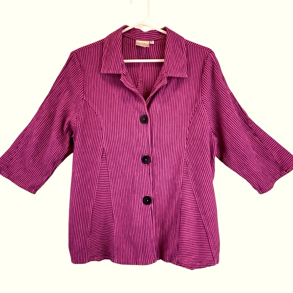 VTG Mill Valley Clothing Co Cotton Linen Cotton Shirt Stripes Lagenlook M/L